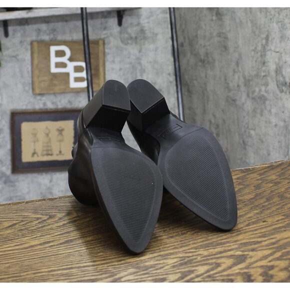 NEW Sun + Stone Womens Black V-Notched Sides Elizaa Pointed Toe Booties Black 8M - Picture 8 of 9